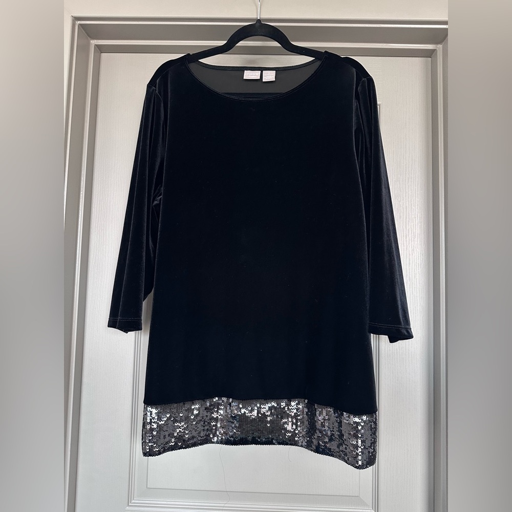 Chico’s Travelers™ Velvet Sequin Tunic - Picture 3 of 9